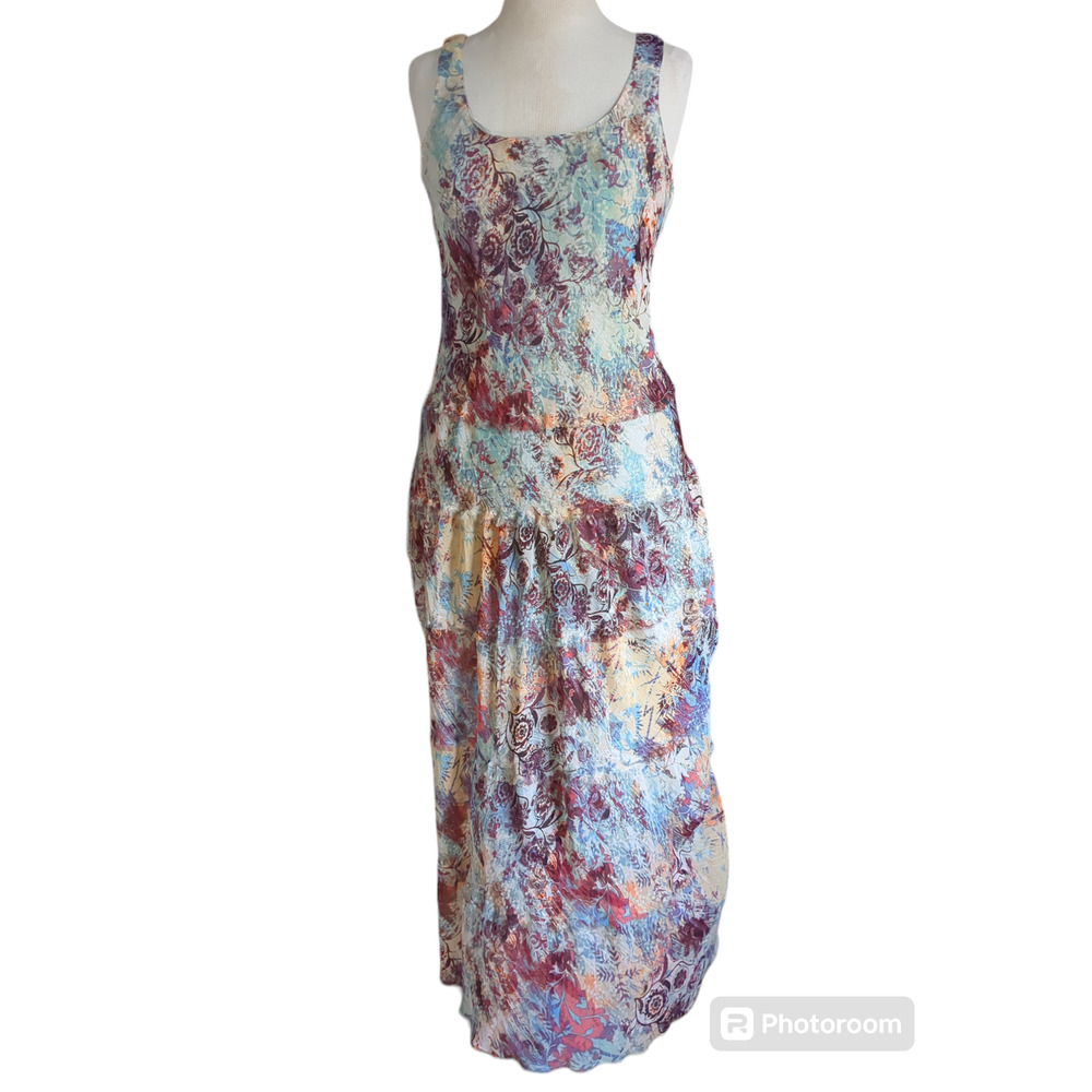 Size 8 Nine West chiffon tiered women's sleeveless maxi dress #11